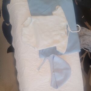 Baby/newborn White and Blue Kids Matching Knit Set From Spain